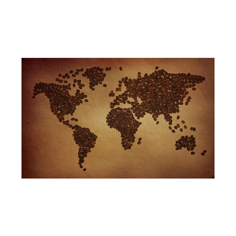225*150 см карта мира из кофейных зерен Нетканая Картина на холсте винтажный