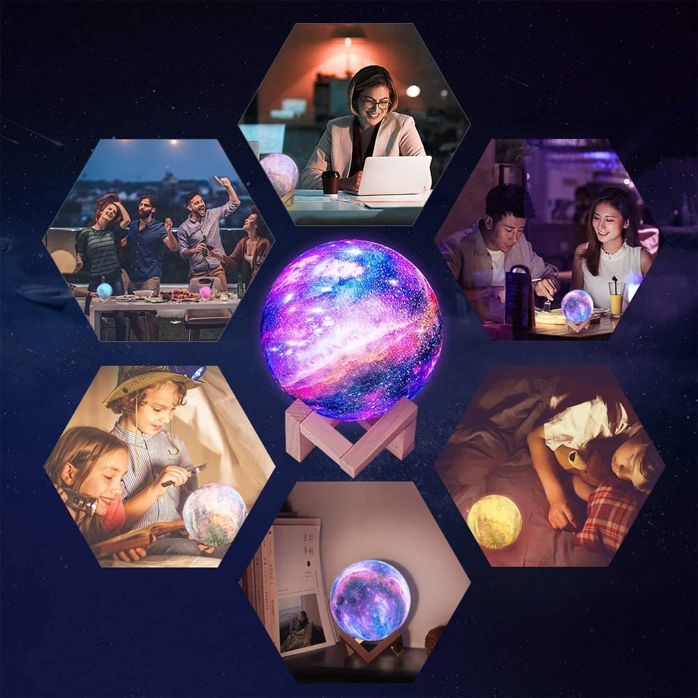 3D printing moon light 16 colors moon night light colorful color changing touch control LED night light Galaxy light as a gift
3D printing moon light 16 colors moon night light colorful color changing touch control LED night light Galaxy light as a gift