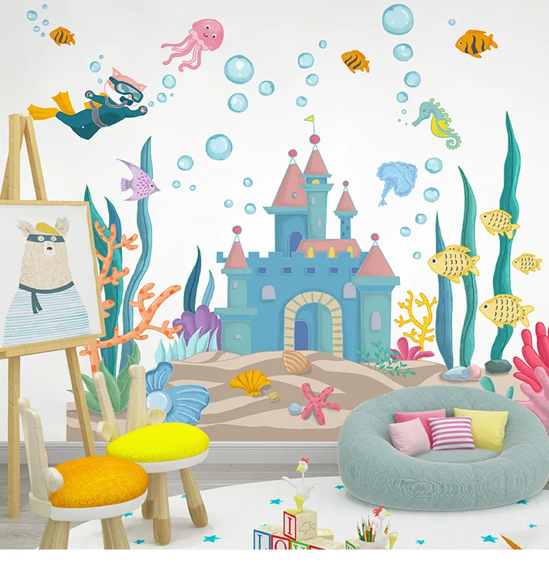 Underwater World Wall Sticker Kids Vinly DIY Cartoon Fish Castle Bathroom Nursery Home Decor Poster Wallpaper
Underwater World Wall Sticker Kids Vinly DIY Cartoon Fish Castle Bathroom Nursery Home Decor Poster Wallpaper