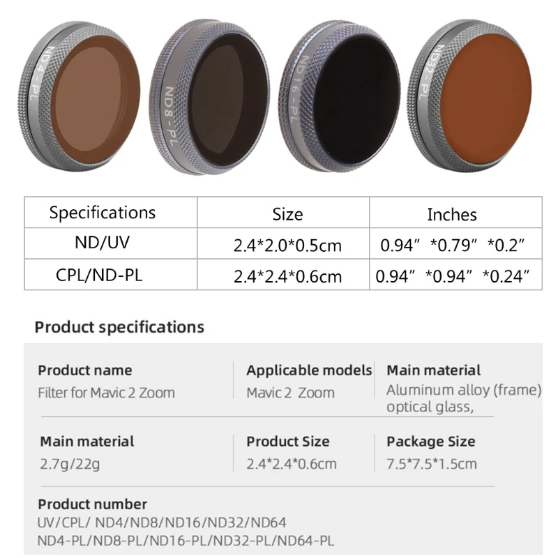 UV CPL ND4 ND8 ND16 ND32 ND64 Gimbal Camera Lens Filter for Mavic 2 ZOOM Drone
UV CPL ND4 ND8 ND16 ND32 ND64 Gimbal Camera Lens Filter for Mavic 2 ZOOM Drone