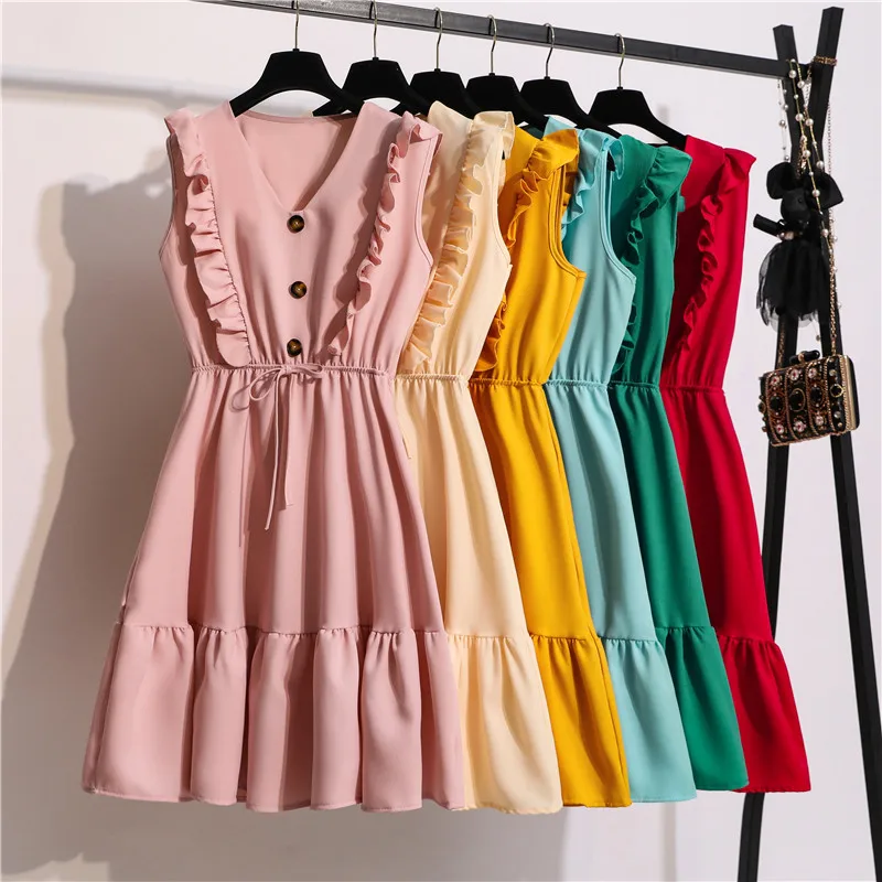 2021 New Summer Ruffles Sleeveless Dress Women Office Lady Linen V-neck Lace Up Solid Dress Female Casual
2021 New Summer Ruffles Sleeveless Dress Women Office Lady Linen V-neck Lace Up Solid Dress Female Casual