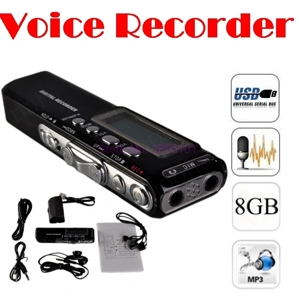 by dhl or ems 50 pieces New 8GB Multi-function USB LCD Digital Voice Recorder Dictaphone Phone MP3 Player speaker