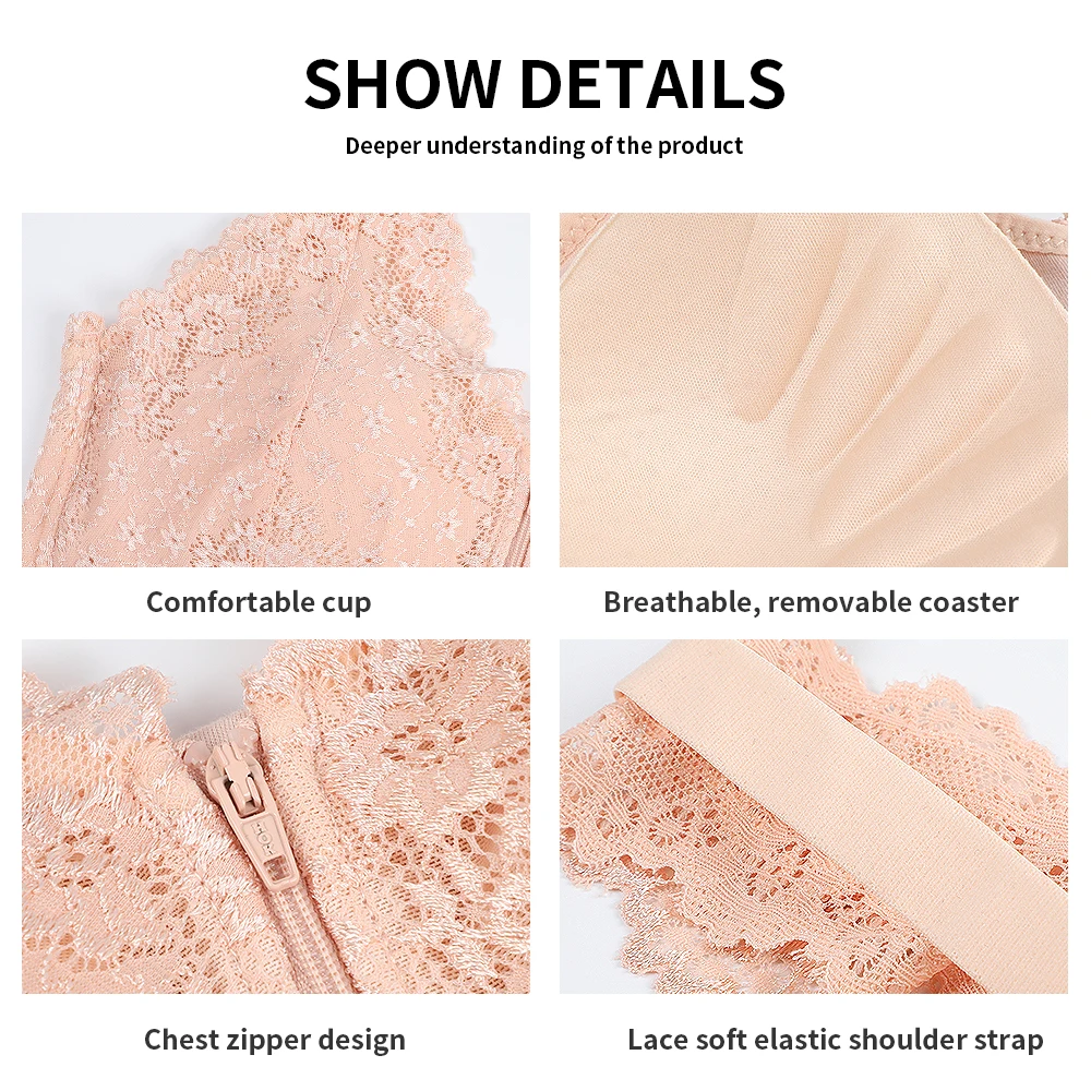 Push Up Bra Sexy Women's Underwear Lace Women's Bra Plus Size Bra Front Zipper Wireless Bras Bralette Top soutien gorge femme
Push Up Bra Sexy Women's Underwear Lace Women's Bra Plus Size Bra Front Zipper Wireless Bras Bralette Top soutien gorge femme