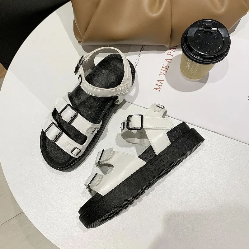 Summer Ladies Sandals Black All-match Casual Women's Shoes Buckle Design Fashion Flat Sandals Wear-resistant Platform Shoes
Summer Ladies Sandals Black All-match Casual Women's Shoes Buckle Design Fashion Flat Sandals Wear-resistant Platform Shoes