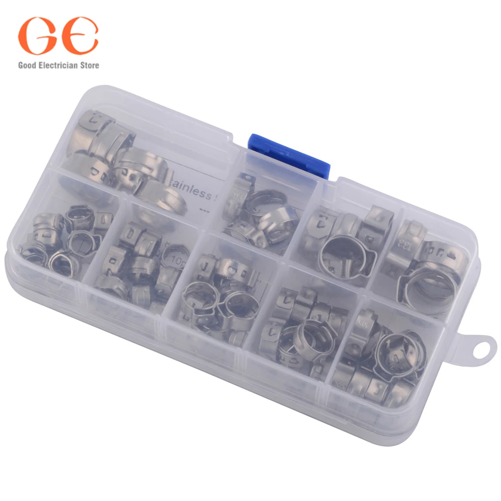 70pcs/set Single Ear Hose Clamp Assortment Kit Adjustable Ear Stepless Cinch Rings Car Parts For Hydraulic Hose Fuel
70pcs/set Single Ear Hose Clamp Assortment Kit Adjustable Ear Stepless Cinch Rings Car Parts For Hydraulic Hose Fuel