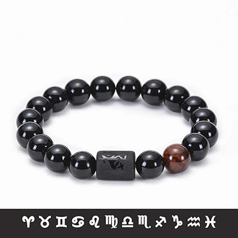New Handmade Beaded Bracelet Men Women 12 Constellation Zodiac Bracelet Natural Black Agate Stone Elastic Rope Bracelets Jewelry
New Handmade Beaded Bracelet Men Women 12 Constellation Zodiac Bracelet Natural Black Agate Stone Elastic Rope Bracelets Jewelry