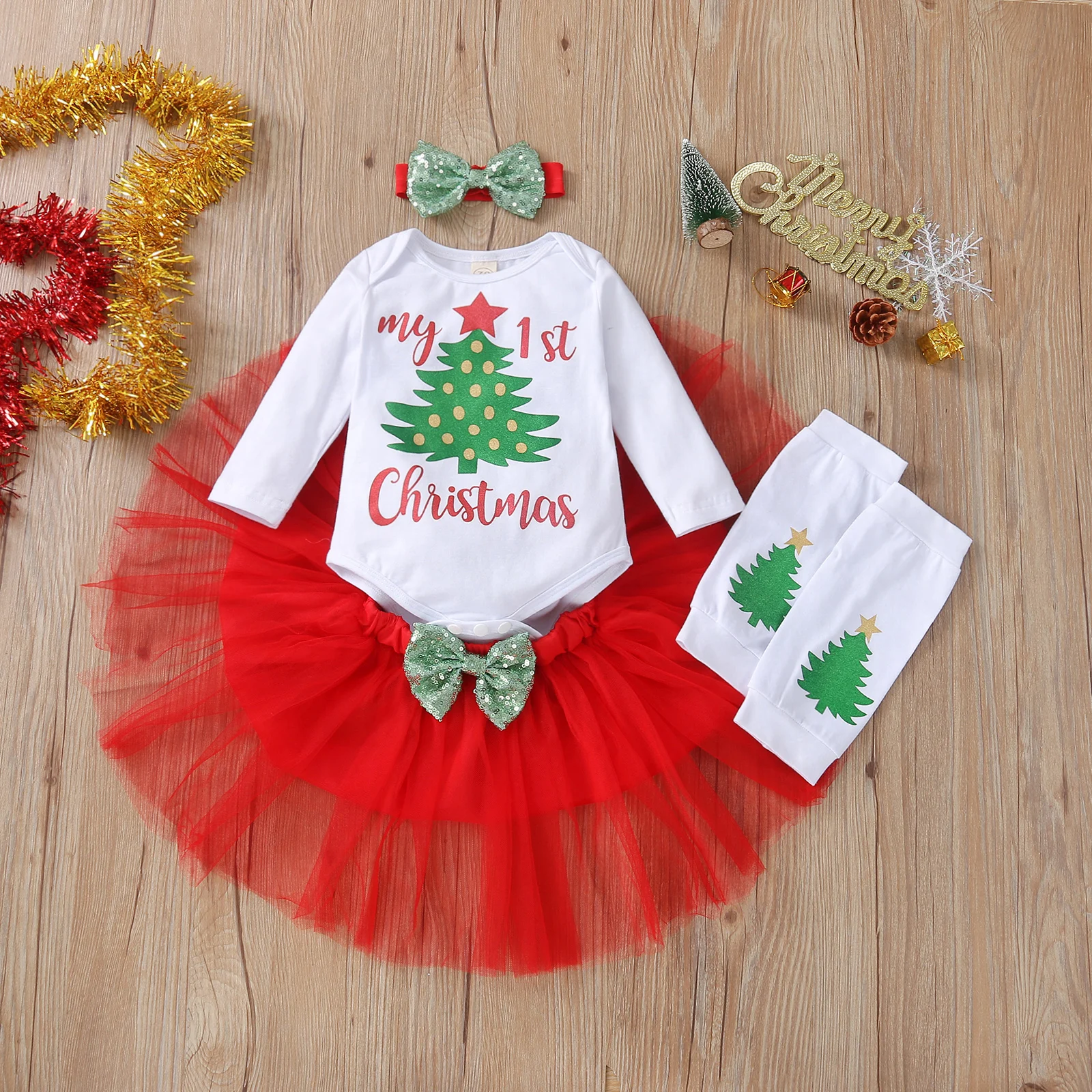 Emmababy Christmas XMAS Baby Suit Set Tree Print Round Neck Long Sleeve Romper Bowknot Skirt Headband Foot Cover 0-24M Red
Emmababy Christmas XMAS Baby Suit Set Tree Print Round Neck Long Sleeve Romper Bowknot Skirt Headband Foot Cover 0-24M Red