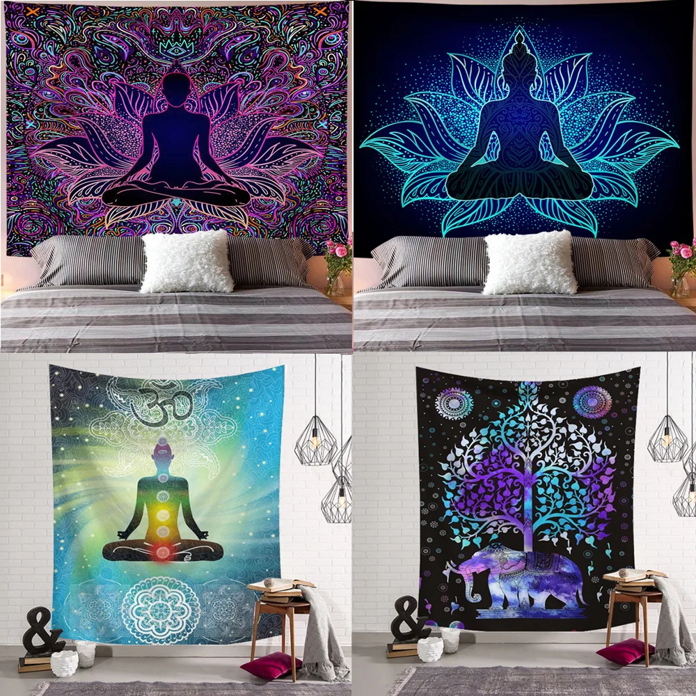Indian Buddha Statue Mandala Tapestry Wall Hanging Psychedelic Tapiz Indian Home Cloth Yoga Carpet Bedroom Blanket Mural Decor
Indian Buddha Statue Mandala Tapestry Wall Hanging Psychedelic Tapiz Indian Home Cloth Yoga Carpet Bedroom Blanket Mural Decor