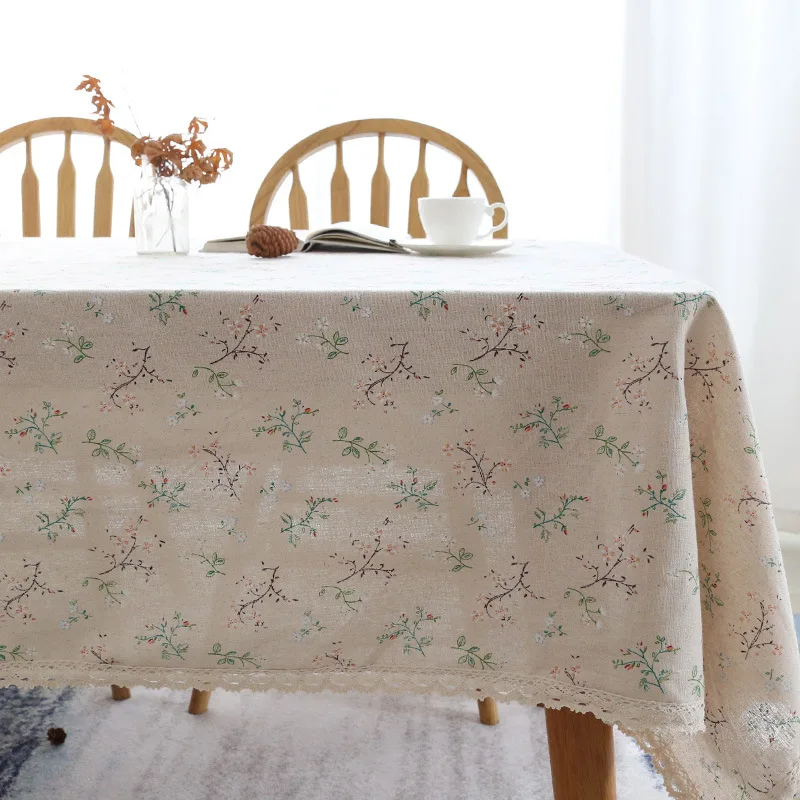 

Customizable Floral Tablecloth with Lace Trim,Rectangular Dinner Table Cover,for Kitchen Dinning Tabletop,Home Parties Decor