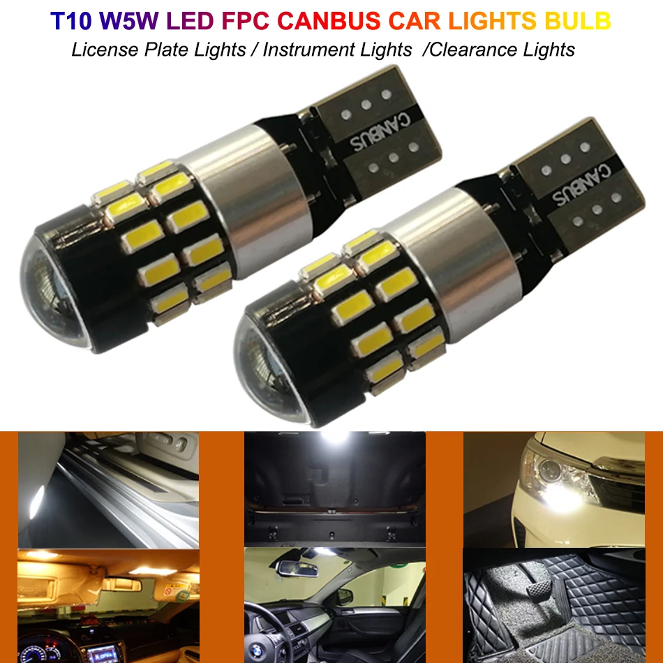 

2 X LED T10 W5W 194 168 Canbus Car Light Bulb Luces Para Auto Lights For Voiture Interior Carro Coche Luz Accessories Automotivo
