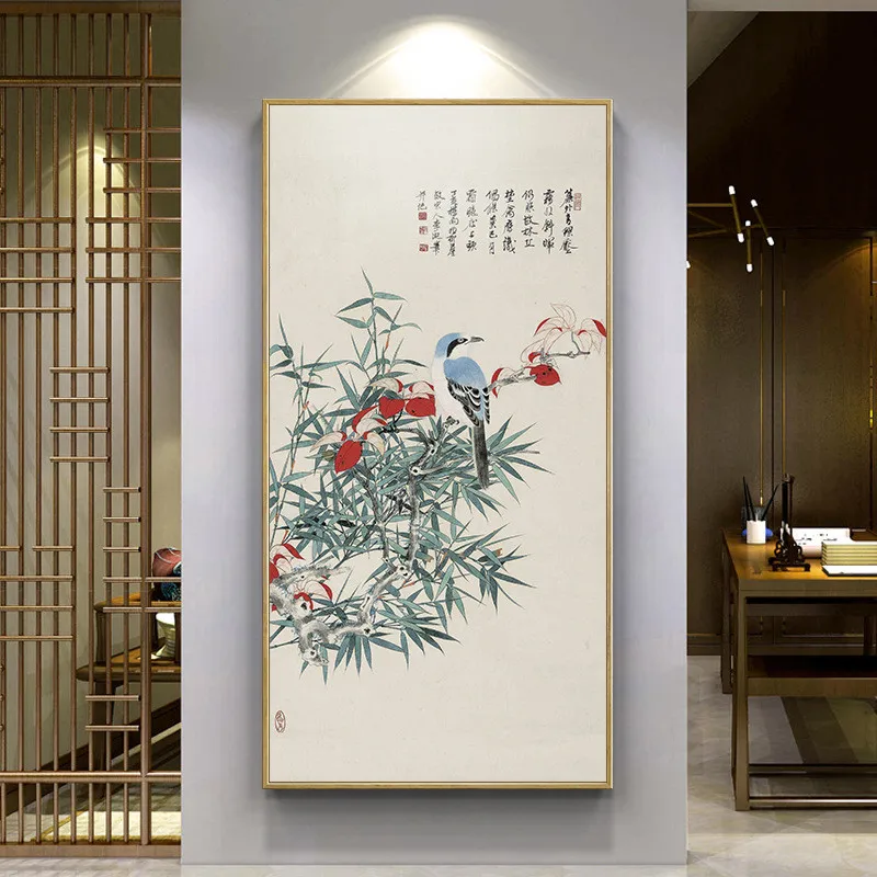 

Плакат с бамбуковыми листьями, украшение дзен, Новая китайская нереальная абстрактная чернильная живопись, печать на стене, искусство на холсте, картина для домашнего декора