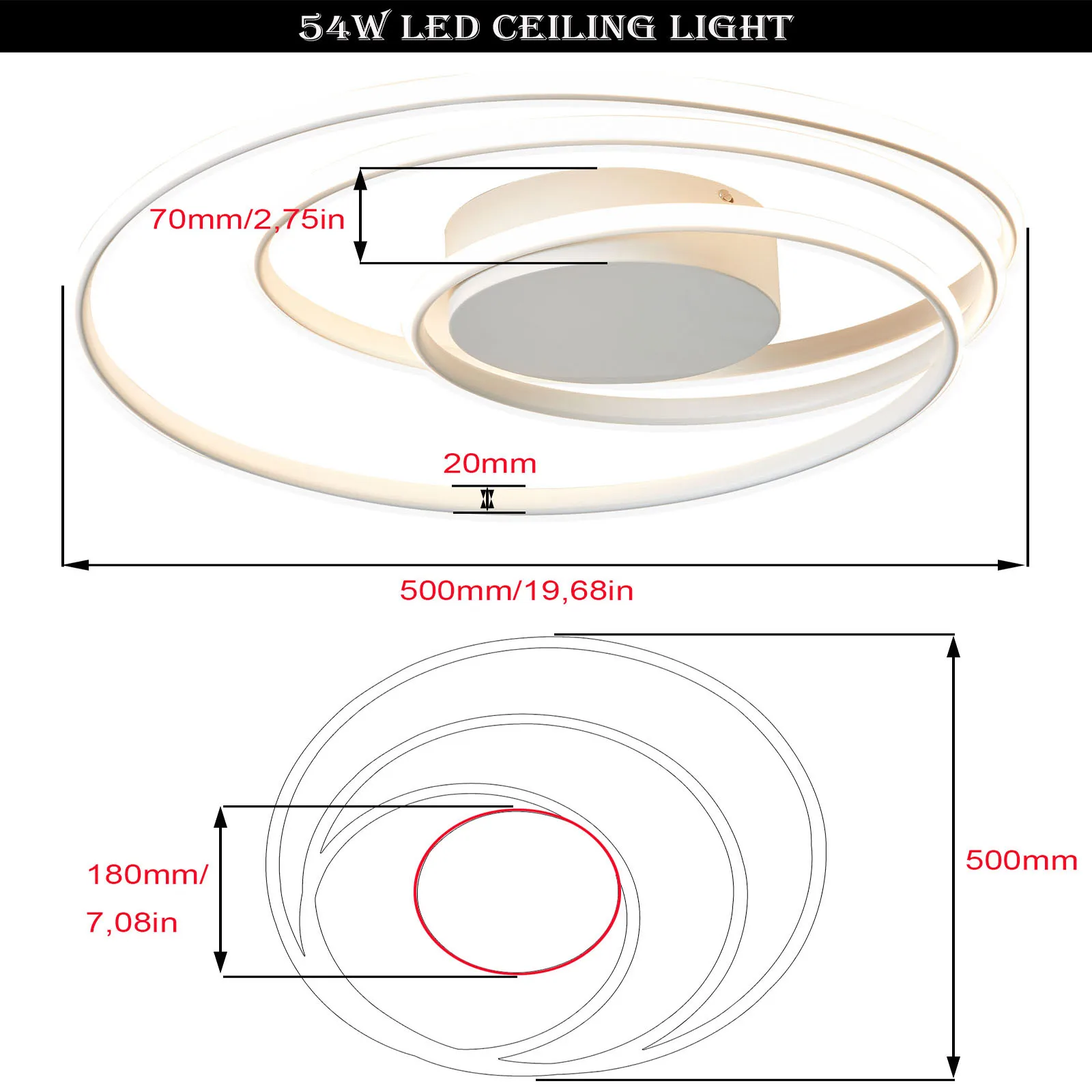 Modern Ceiling Lamp LED Bedroom Lamp Linear Aluminum Ring Dimmable with Remote Control and APP, Chic Ceiling Lighting 54W
Modern Ceiling Lamp LED Bedroom Lamp Linear Aluminum Ring Dimmable with Remote Control and APP, Chic Ceiling Lighting 54W