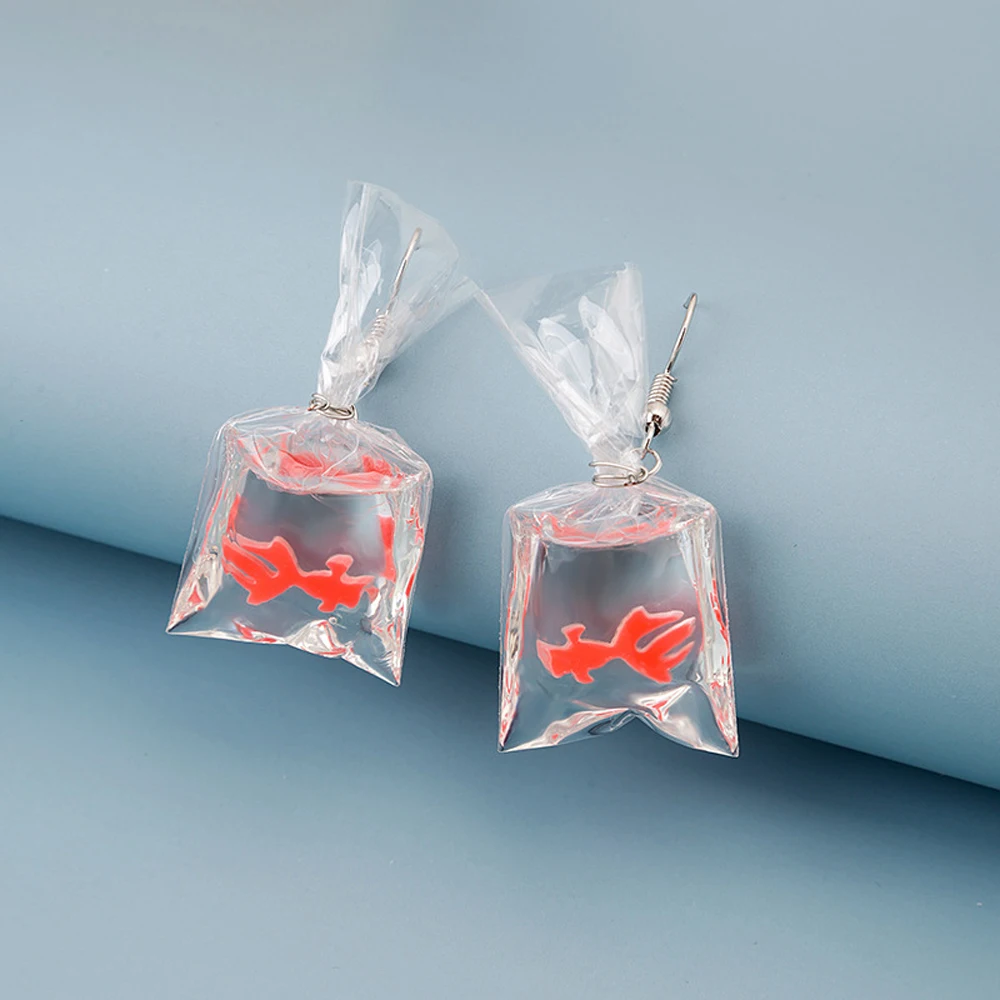 

1 Pair Koi Fish Water Bag Dangle Earrings For Women New Trendy Girls Anti Allergy Graceful Joker Eardrop Party Gift Decor