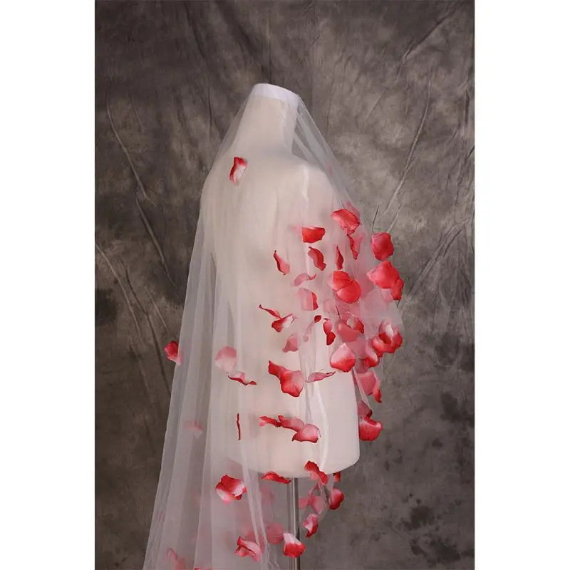 4.7M One-Layer Women Trailing Tulle Cathedral Long Wedding Veil Faux Ombre Red Rose Petals Embellishment Cut Trim Bridal
4.7M One-Layer Women Trailing Tulle Cathedral Long Wedding Veil Faux Ombre Red Rose Petals Embellishment Cut Trim Bridal