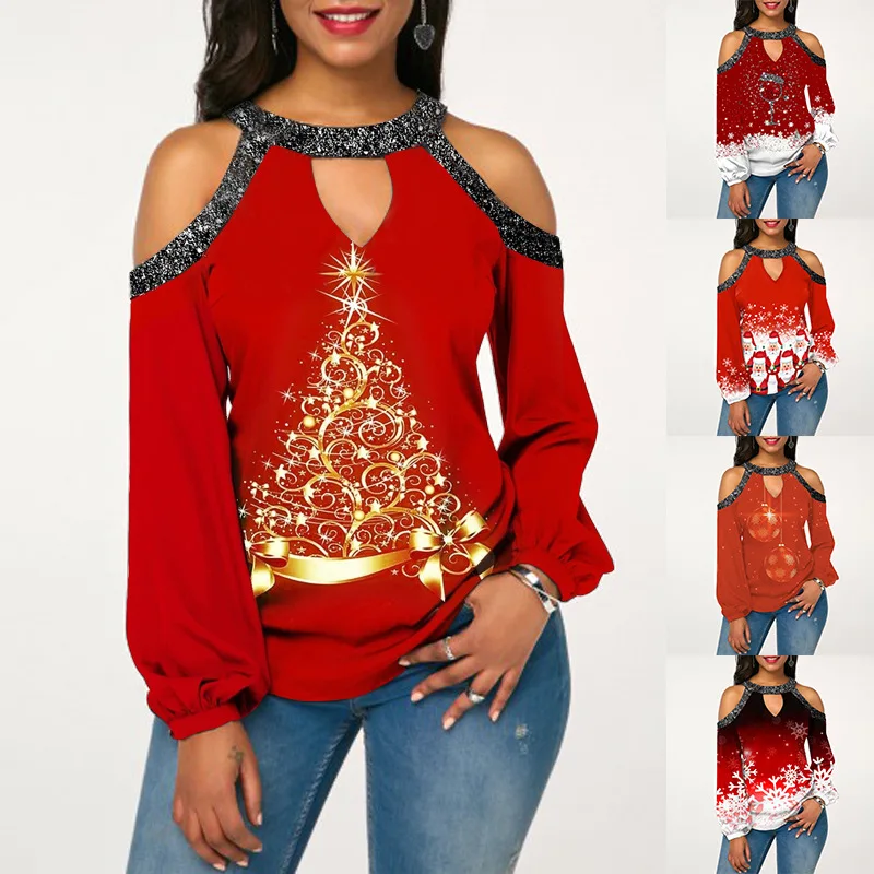Women's Top New Christmas Elk Printing T-shirt Sexy Strapless Flared Sleeves Ladies T-shirt Casual Loose Pullover Top Size 5XL
Women's Top New Christmas Elk Printing T-shirt Sexy Strapless Flared Sleeves Ladies T-shirt Casual Loose Pullover Top Size 5XL