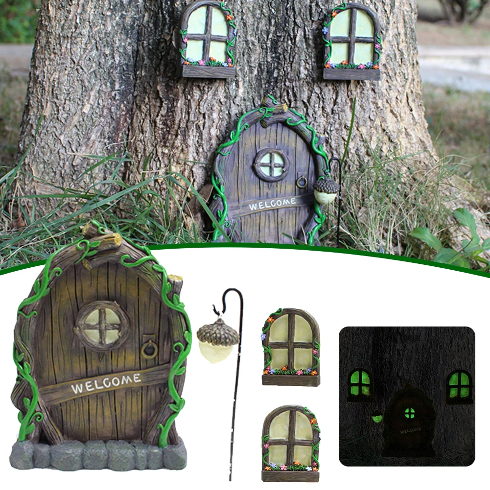 Fairy Door& Windows Set Glow in the Dark Resin Tree Decoration Door with Lantern Fairy Garden Statues Yard Door Garden Figures
Fairy Door& Windows Set Glow in the Dark Resin Tree Decoration Door with Lantern Fairy Garden Statues Yard Door Garden Figures
