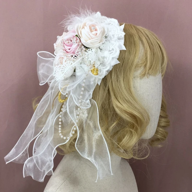 Lolita Bonnet Sweet Lace Flower Pearl Beading Top Hat Kawaii Bow Side Hair Clip 
Lolita Bonnet Sweet Lace Flower Pearl Beading Top Hat Kawaii Bow Side Hair Clip