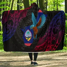 Guam Hooded Blanket KingFisher Bird With Map 3D printed Wearable Blanket Adults Kids Various Types Hooded Blanket