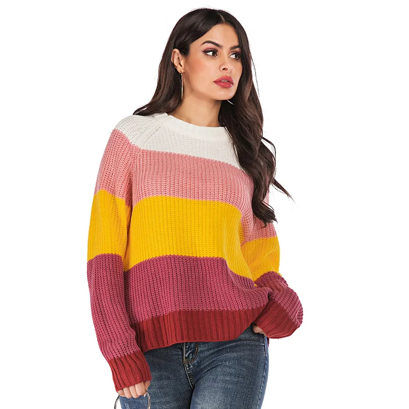 Donsignet Women's Sweater New Fashion Spring Round Neck Pullover Striped Stitching Knitted Long Sleeves Womens Sweaters
Donsignet Women's Sweater New Fashion Spring Round Neck Pullover Striped Stitching Knitted Long Sleeves Womens Sweaters