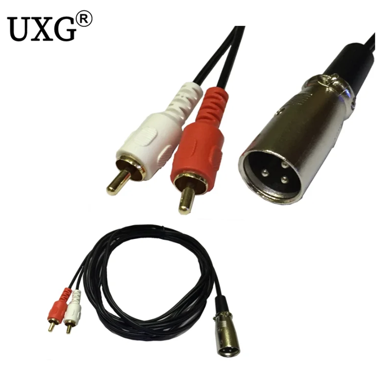 Красный белый 2 RCA штекер XLR Мужской стерео аудио динамик amp Y КАБЕЛЬ 0 15 м 150 см 5