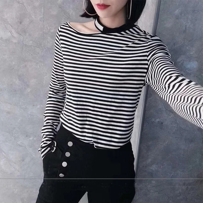 Striped Long Sleeve Women Tees 2020 Autumn New Halter Sexy Knitted Ladies Tops Hollow Out Elegant Brand Pullovers One Size Top
Striped Long Sleeve Women Tees 2020 Autumn New Halter Sexy Knitted Ladies Tops Hollow Out Elegant Brand Pullovers One Size Top