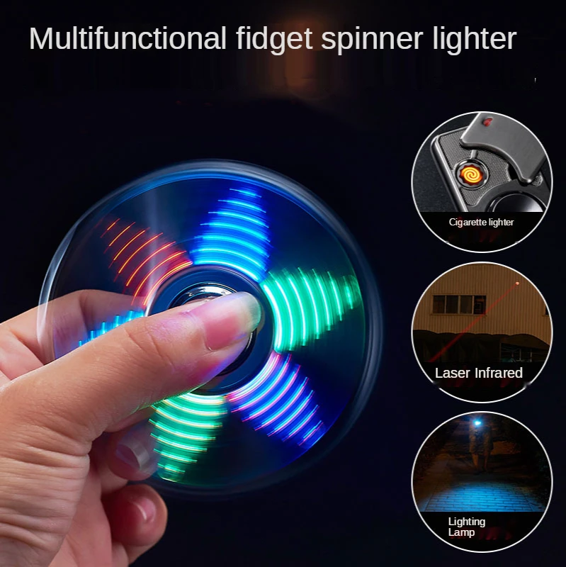 

Fidget Spinner Cigarette Lighter Multi-functional with Lights Customization of Individual Character Toy USB Charging Cigarette L