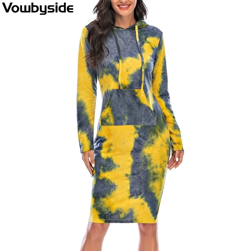 Женское Повседневное платье с длинным рукавом и капюшоном 
Женское Повседневное платье с длинным рукавом и капюшоном