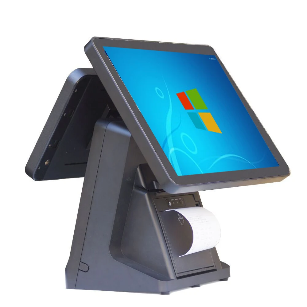 

PC Cash register Dual Display Screen 15" Touch Capacitive Touch Screen Built-in 80mm Printer POS Terminal built-in wifi