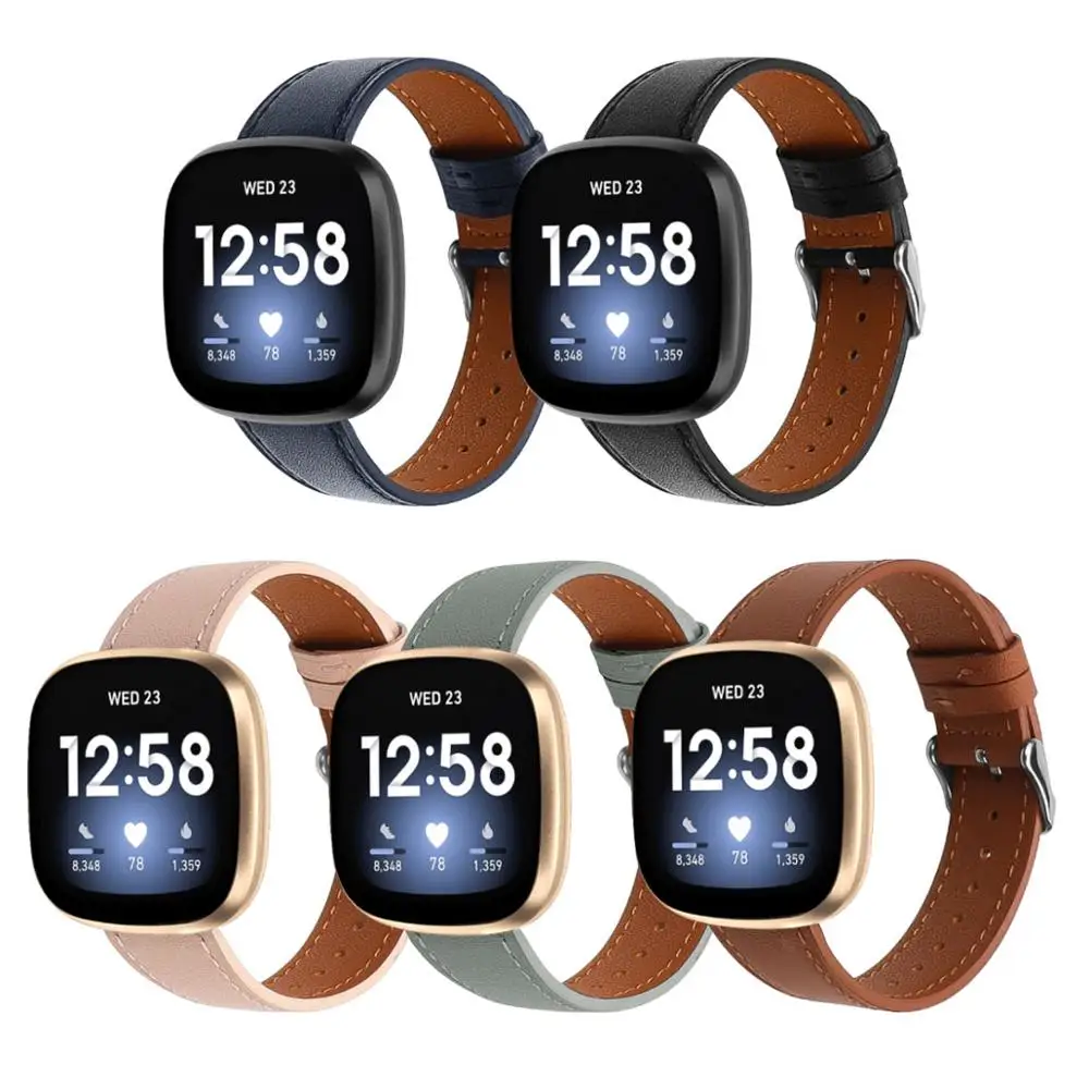 Кожаный ремешок для Fitbit Versa 3 сменный умных часов Аксессуары браслета Sense Band/versa