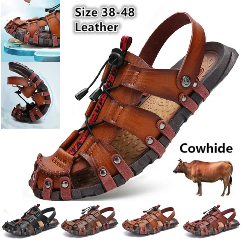 Summer Men's Leather Beach Wading Sandals Outdoor Activities Hollow Breathable Leather Sandals Size EU38-47
Summer Men's Leather Beach Wading Sandals Outdoor Activities Hollow Breathable Leather Sandals Size EU38-47