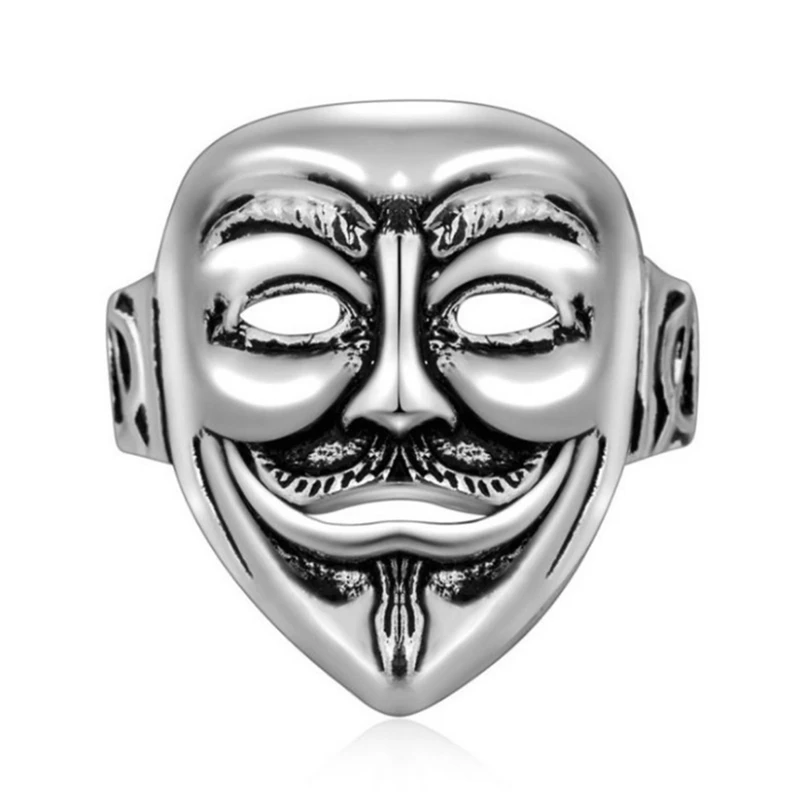 Hip Pop Rock Tibetan Sliver V Mask Rings For Men Women Adjustable Unix Thumb Big Large Surface Ring Mens Jewelry KJZ-0428 
Hip Pop Rock Tibetan Sliver V Mask Rings For Men Women Adjustable Unix Thumb Big Large Surface Ring Mens Jewelry KJZ-0428