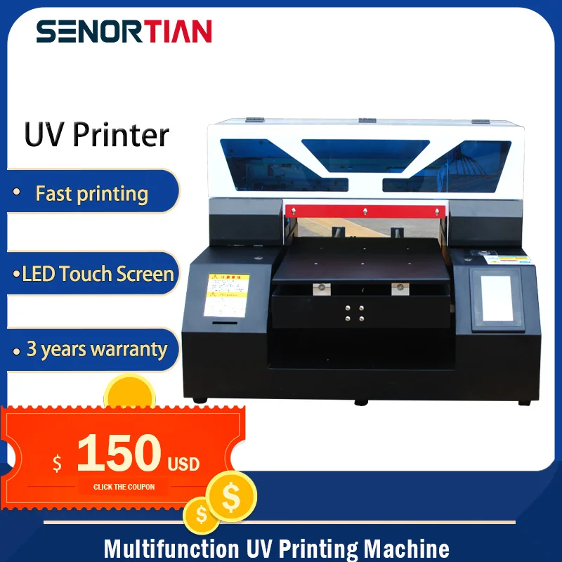 

SENORTIAN UV Printer A3 Flatbed LED Multifunction Printing Machine Cylinder Textile T Shirt Printer A4 Epson R1390 With Ink set