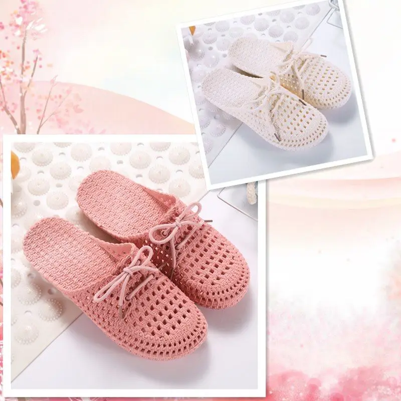 

Buy One Get One Free Flat Slippers for Women New Hollow Hole Shoes Closed Toe Sandals Women's Home Shoes Casuals Slippers