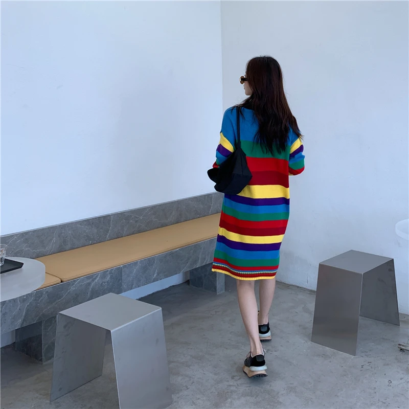 Make firm offers the new paragraph loose rainbow striped wool grows in qiu dong han edition dress knitted dress
Make firm offers the new paragraph loose rainbow striped wool grows in qiu dong han edition dress knitted dress