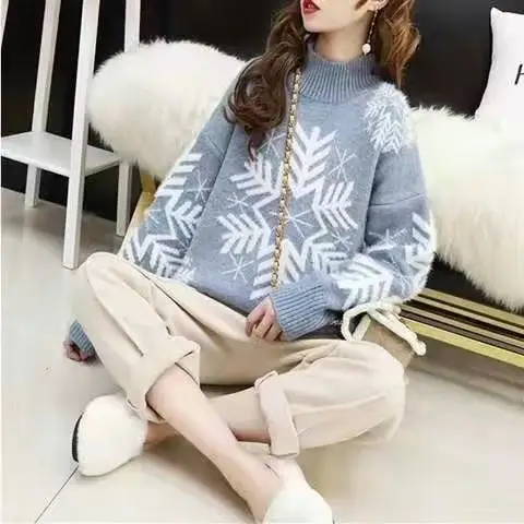 Рождественский свитер, женская одежда со снежинками, зима 2021, милые женские свитшоты, корейская мода, водолазка, Джерси, женская блузка
Рождественский свитер, женская одежда со снежинками, зима 2021, милые женские свитшоты, корейская мода, водолазка, Джерси, женская блузка
