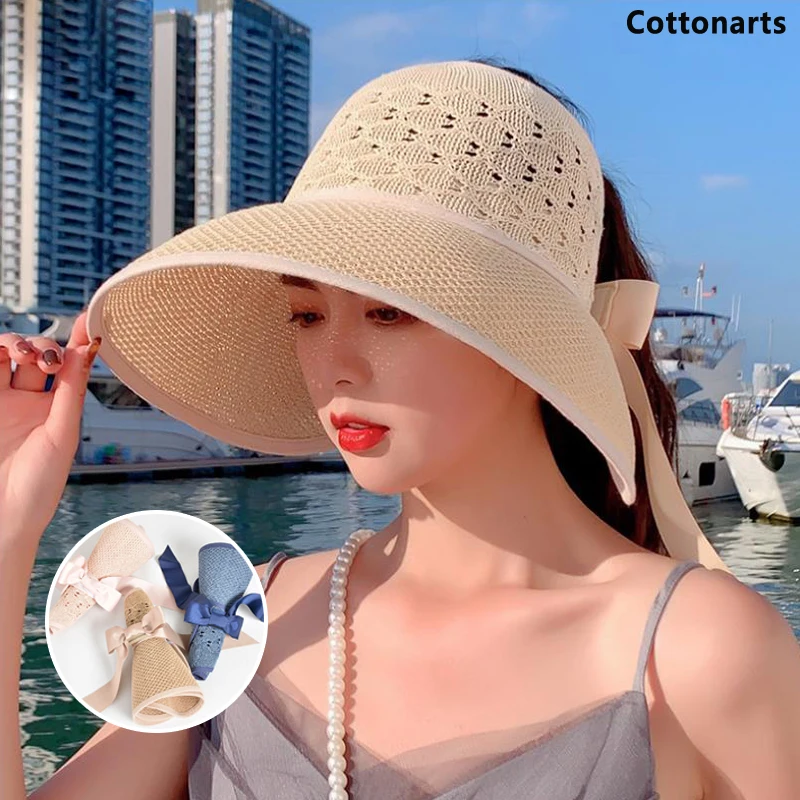 Summer Female Fashion Sun Hats Big Brim Empty Top Hat Classic Bowknot Ribbon Foldable Straw Hat Casual Tarvel Beach Ponytail Hat
Summer Female Fashion Sun Hats Big Brim Empty Top Hat Classic Bowknot Ribbon Foldable Straw Hat Casual Tarvel Beach Ponytail Hat