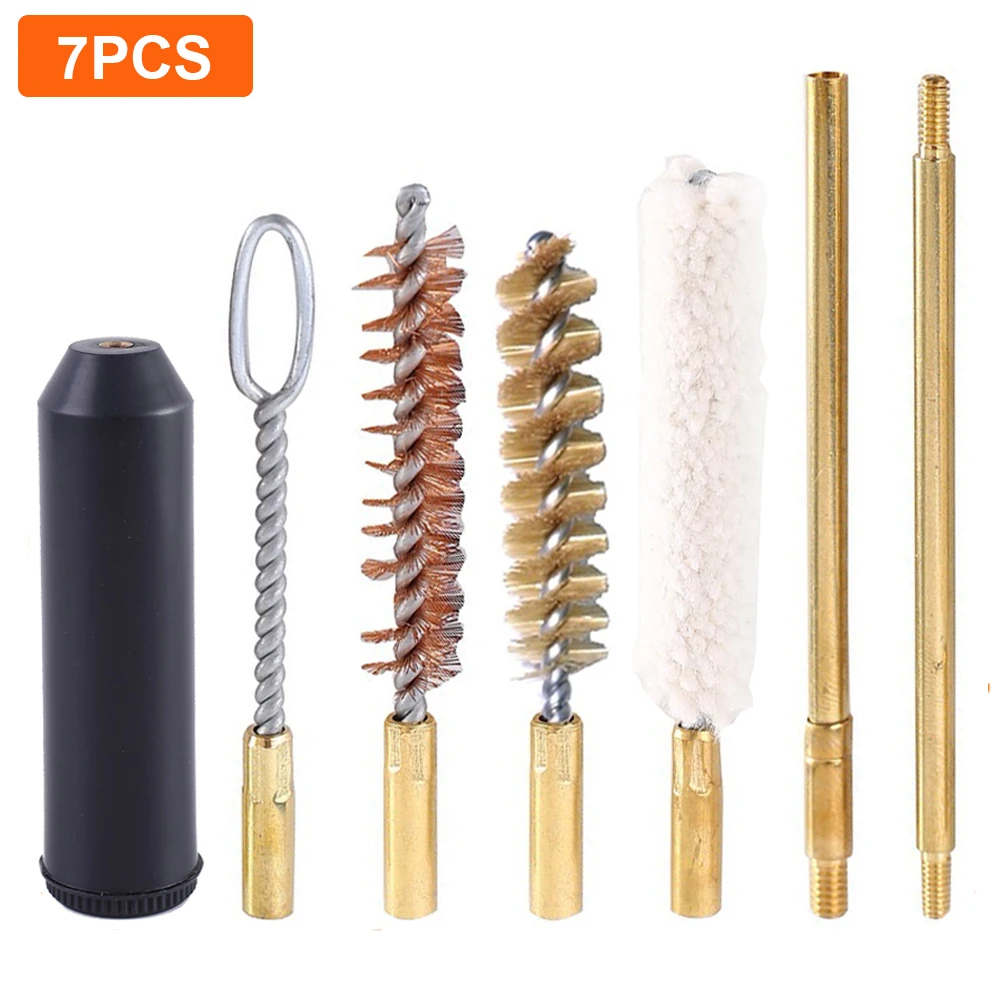 

7Pcs Tactical Gun Cleaning Kit Pocket Size Pistol Cleaning Set Professional Handgun Rod Brush Cleaning Tools 22/45/357/9mm