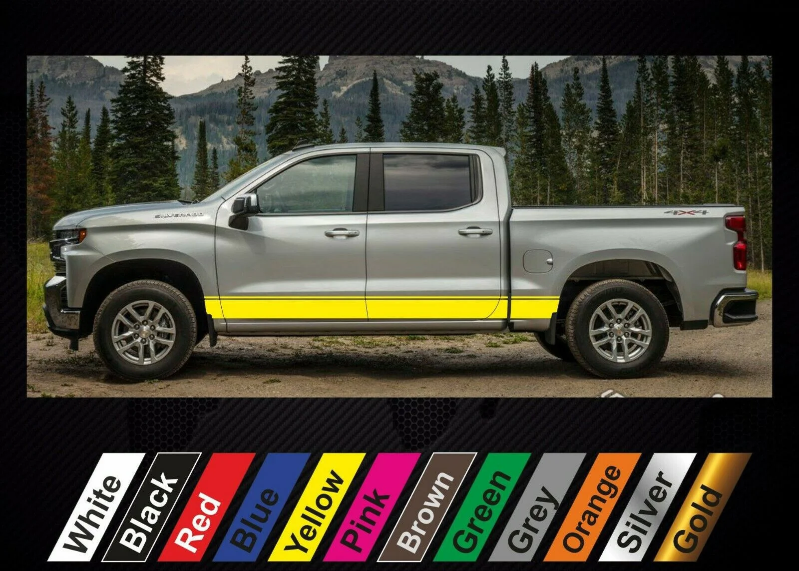For x2 stickers Chevrolet Silverado graphics side stripe decal sticker #20 
For x2 stickers Chevrolet Silverado graphics side stripe decal sticker #20