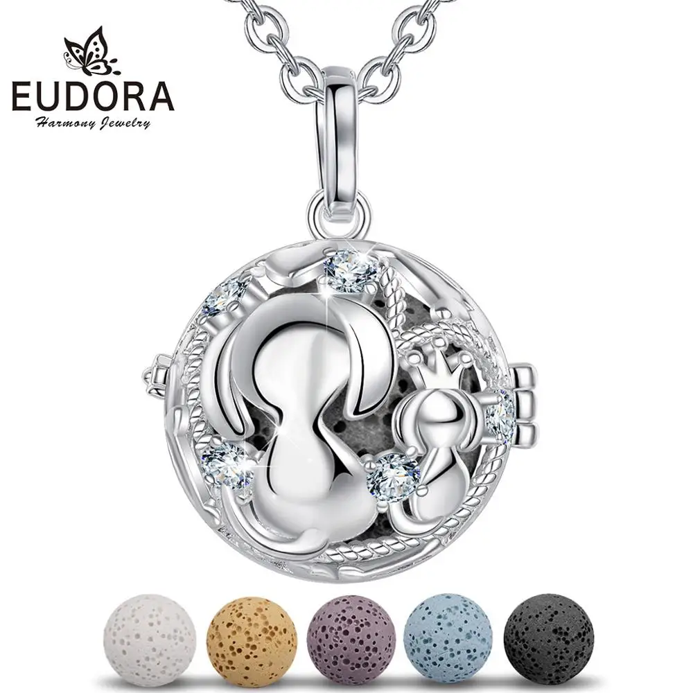 

Ожерелье Eudora для щенка, Ювелирное Украшение с круглой подвеской из вулканического камня для ароматерапии, простая бижутерия, подарок для женщин, 20 мм
