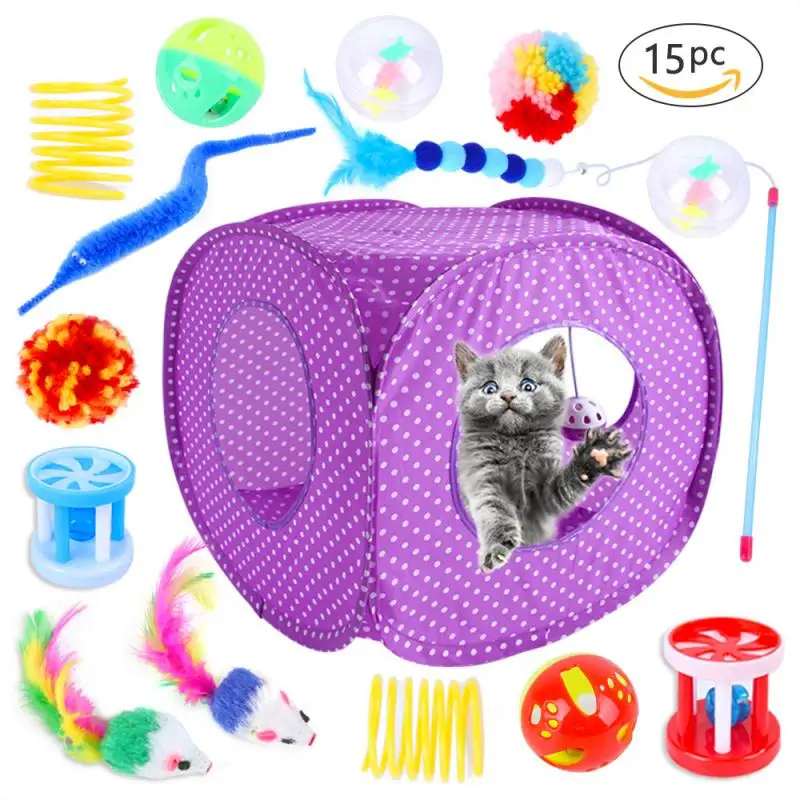 15PCS Cat Interactive Toy Set Pet Funny Playing Rat Feather Bell Ball Kitten Tent Retractable Stick Combination Toy Cat Supplies
15PCS Cat Interactive Toy Set Pet Funny Playing Rat Feather Bell Ball Kitten Tent Retractable Stick Combination Toy Cat Supplies