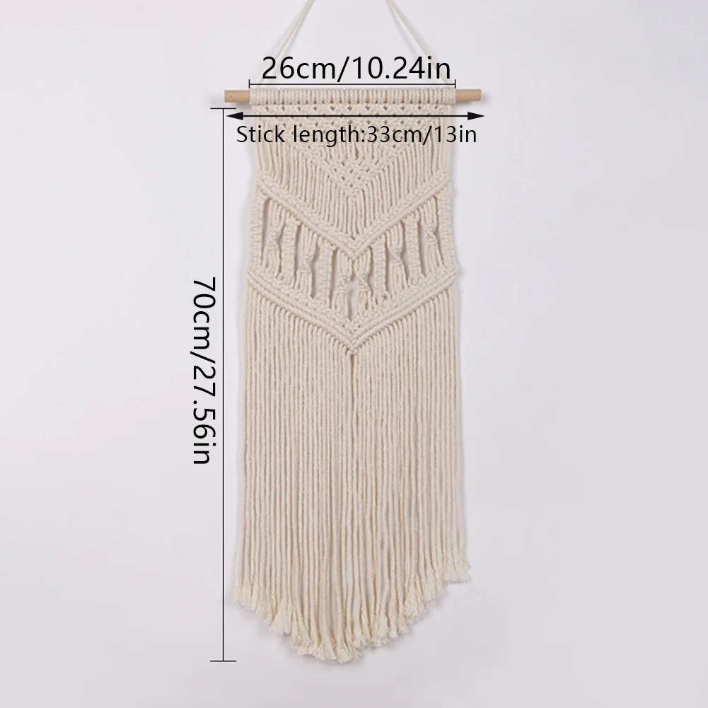 Macrame Wall Hanging Hand-Woven Pendant Art Woven Tapestry Bedside Wall Decoration With Wooden Stick For Home Bedroom Decoration
Macrame Wall Hanging Hand-Woven Pendant Art Woven Tapestry Bedside Wall Decoration With Wooden Stick For Home Bedroom Decoration