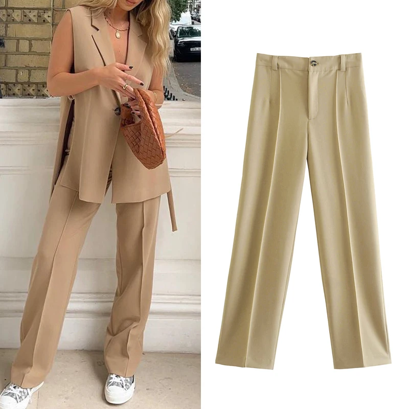 Pants Women 2021 Khaki High Waist Pants Woman Fashion Straight Leg Baggy Pants Sets Autumn Streetwear Office Trousers Wholesale
Pants Women 2021 Khaki High Waist Pants Woman Fashion Straight Leg Baggy Pants Sets Autumn Streetwear Office Trousers Wholesale