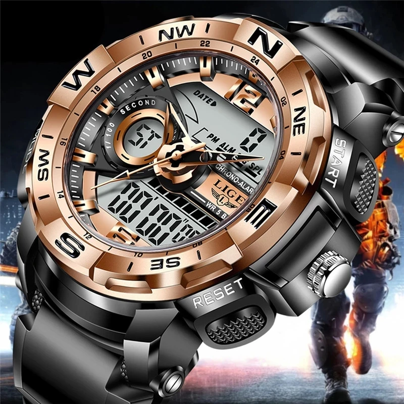 LIGE Sport Men Quartz Digital Watch Creative Diving Watches Men Waterproof Alarm Watch Dual Display Clock Relogio Masculino+Box
LIGE Sport Men Quartz Digital Watch Creative Diving Watches Men Waterproof Alarm Watch Dual Display Clock Relogio Masculino+Box