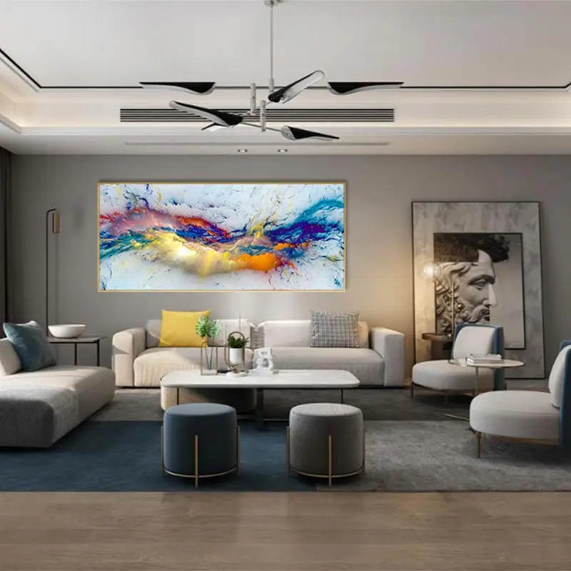 Картина маслом DDHH с разноцветными облаками Настенная картина для гостиной холст