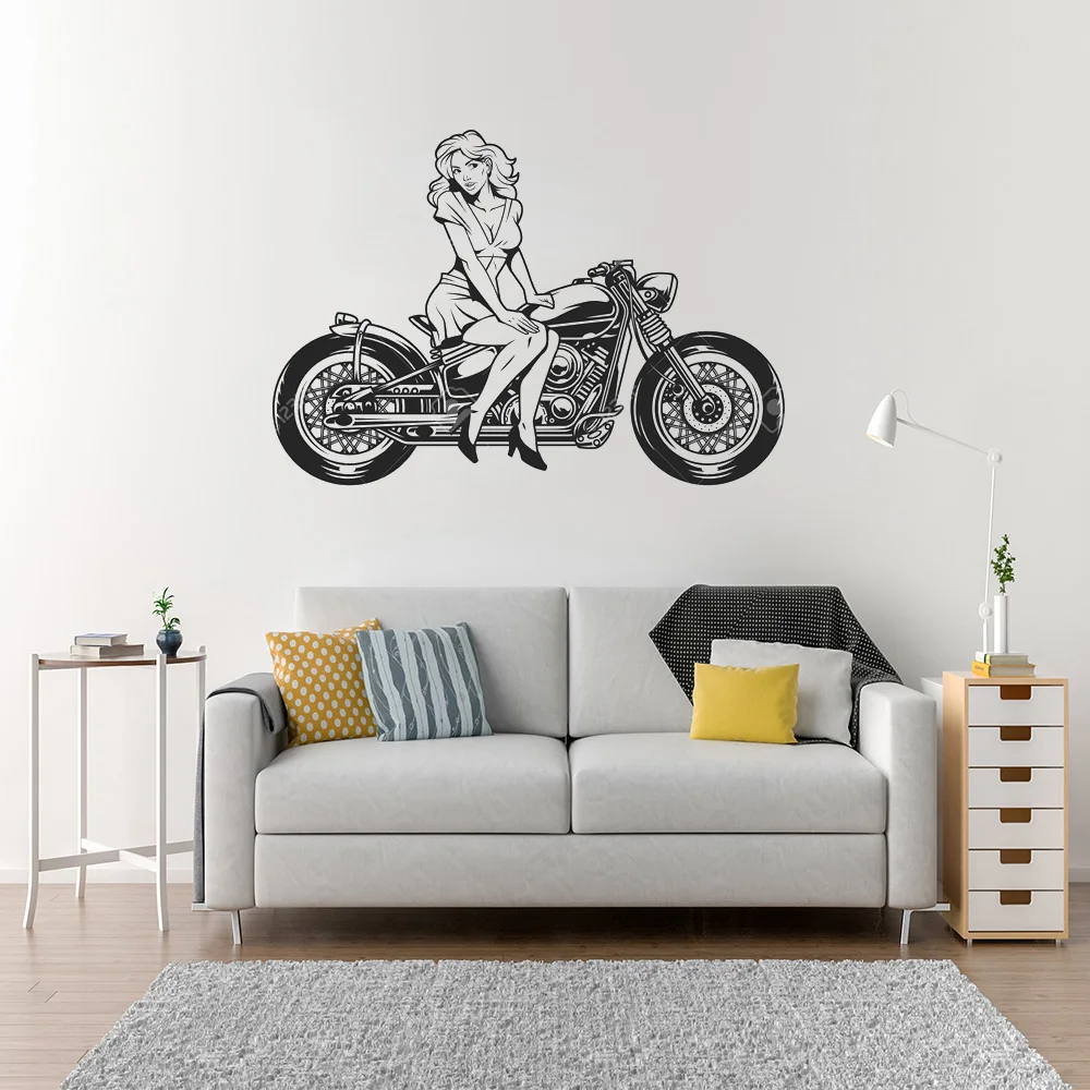 Retro Style Wall Decal Sexy Beautiful Woman Sitting on Motorcycle Wall Sticker Home decor Vinyl Art Mural dw20518
Retro Style Wall Decal Sexy Beautiful Woman Sitting on Motorcycle Wall Sticker Home decor Vinyl Art Mural dw20518