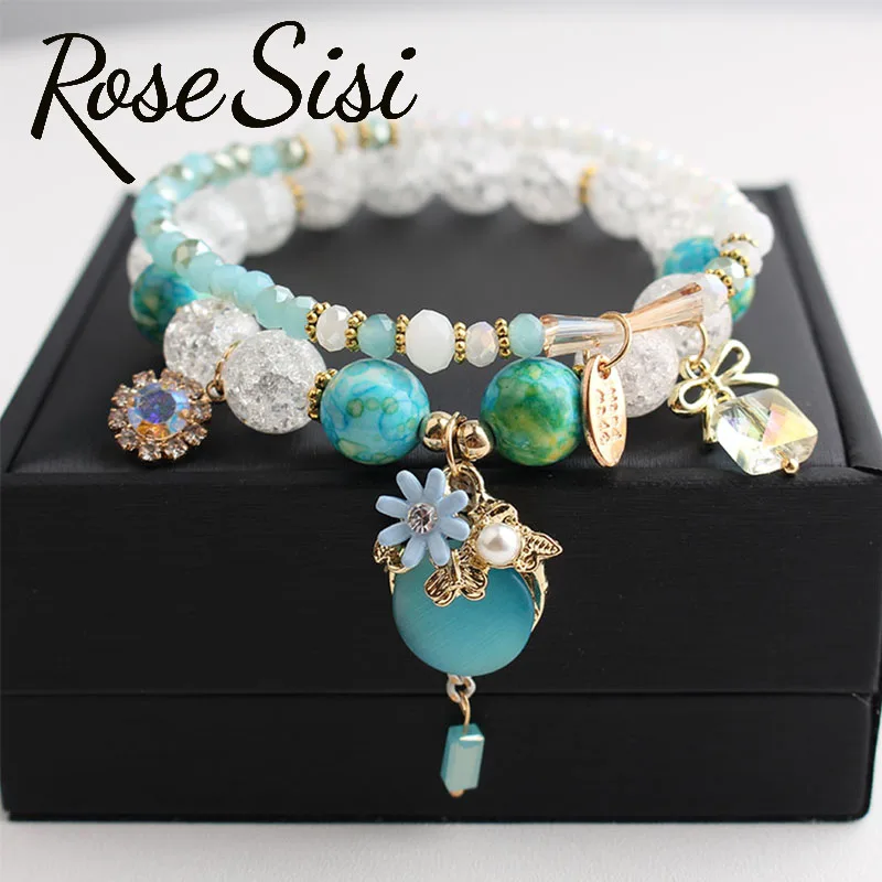 Rose sisi Korean style wrist bracelet for woman fresh and cute glass women's beads opal pendant 2-piece bracelets for women
Rose sisi Korean style wrist bracelet for woman fresh and cute glass women's beads opal pendant 2-piece bracelets for women