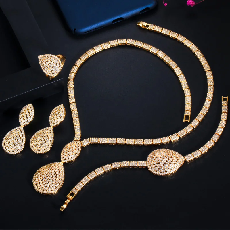 ThreeGraces Luxury Gold Color Dubai Bridal Wedding Jewelry Cubic Zirconia Big Drop Necklace Earrings Bracelet Ring Sets TZ509
ThreeGraces Luxury Gold Color Dubai Bridal Wedding Jewelry Cubic Zirconia Big Drop Necklace Earrings Bracelet Ring Sets TZ509