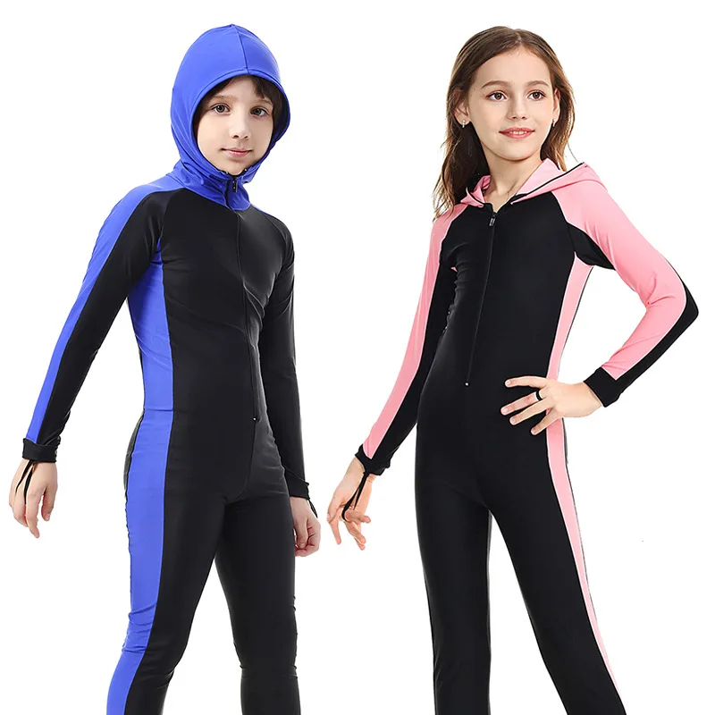 Children's Full Body Swimsuit With Hood Boys Girls One Piece Swimwear Sun UV Protection Rashguard Diving Swimming Lycra Suit
Children's Full Body Swimsuit With Hood Boys Girls One Piece Swimwear Sun UV Protection Rashguard Diving Swimming Lycra Suit