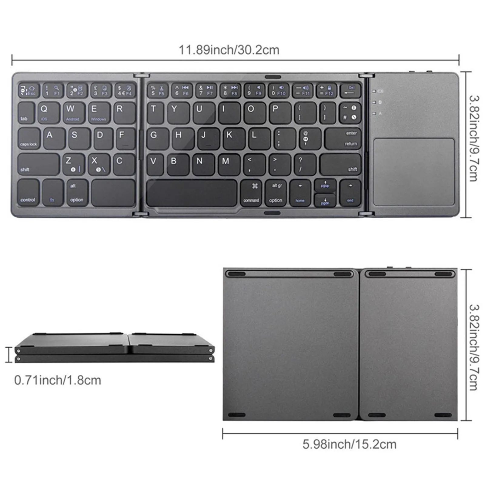 Portable Folding Bluetooth Wireless Keyboard Touchpad Foldable Tri-fold Rechargeable Keyboard For iPad/Android/Windows Tablet
Portable Folding Bluetooth Wireless Keyboard Touchpad Foldable Tri-fold Rechargeable Keyboard For iPad/Android/Windows Tablet