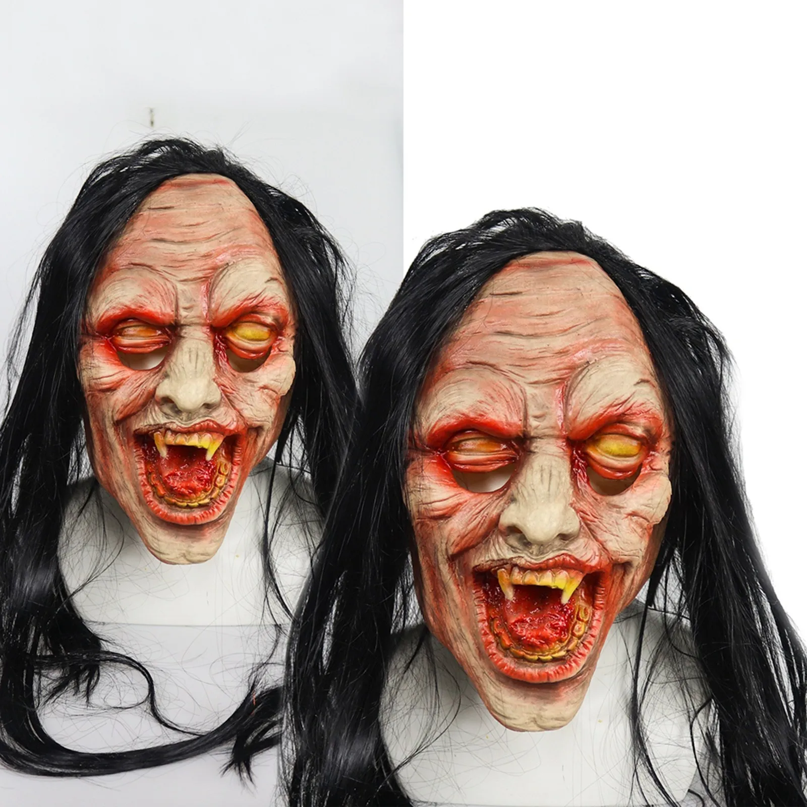 Halloween Horror Bloody Rotten Face Mask Black Long Hair Latex Headgear Scary Mask Horror headgear Scary cosplay Party Costume
Halloween Horror Bloody Rotten Face Mask Black Long Hair Latex Headgear Scary Mask Horror headgear Scary cosplay Party Costume